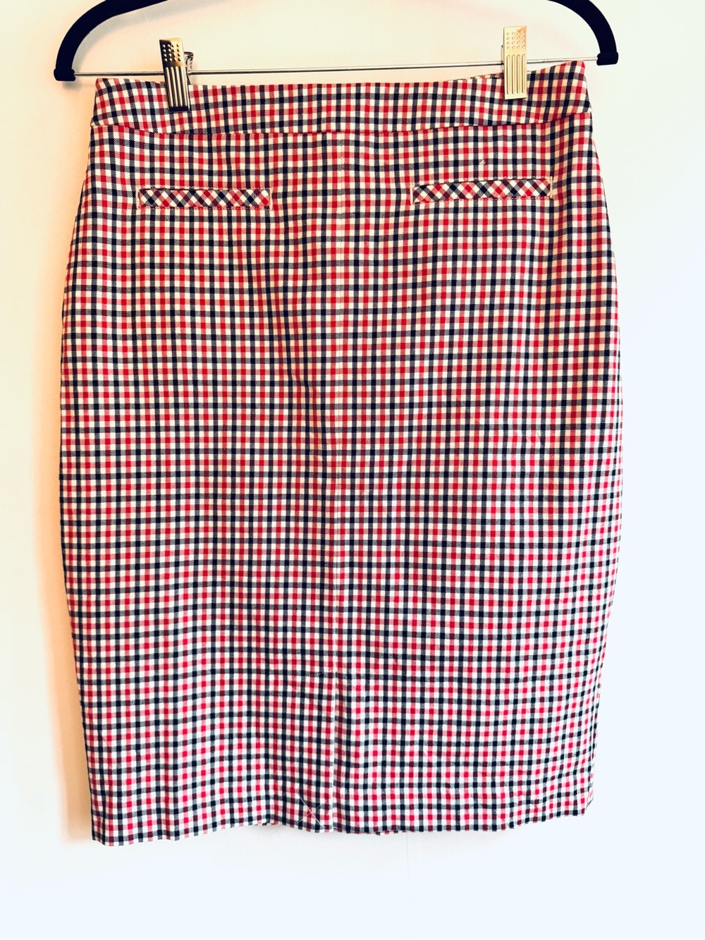 Talbots Classic Red and Black Gingham Pencil Skirt